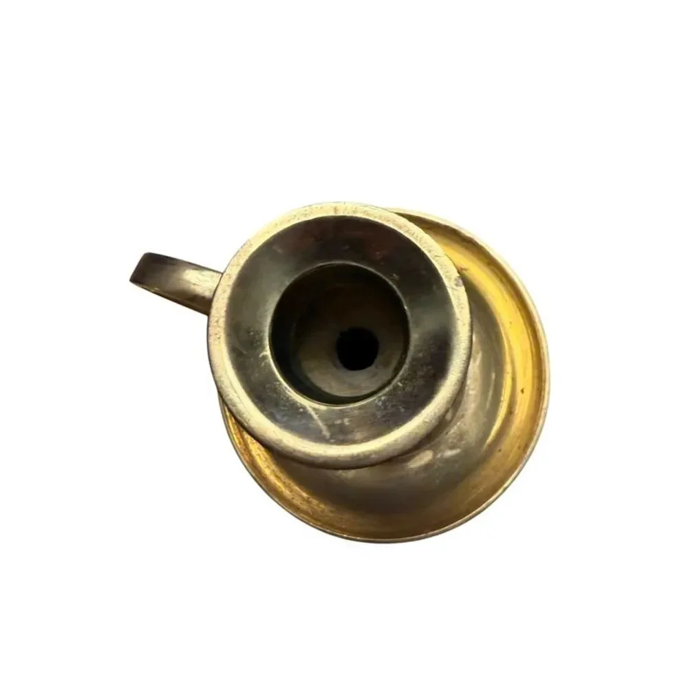 Vintage Solid Brass Chamberstick Candle Holder Taper Candlestick with Drip Pan